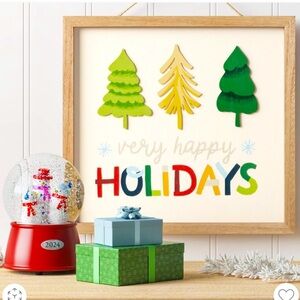 NWT 11.25” Happy Holidays framed wall decor